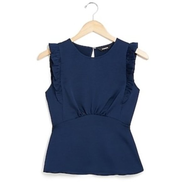 Express Ruffle Sleeve Cinched Waist Top XS - Picture 1 of 1